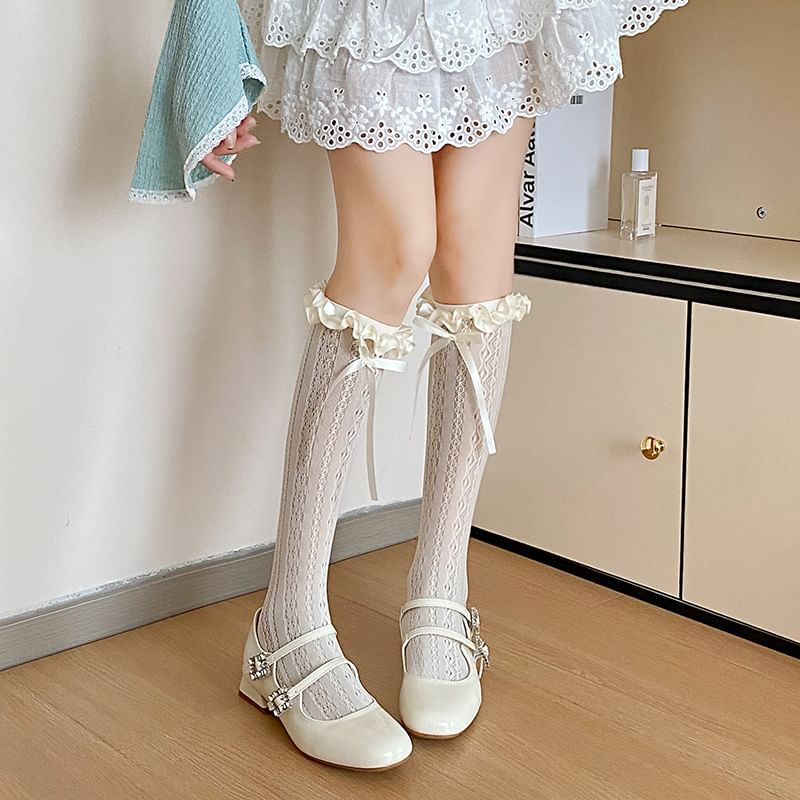 Bow Ruffle Trim Socks / Set