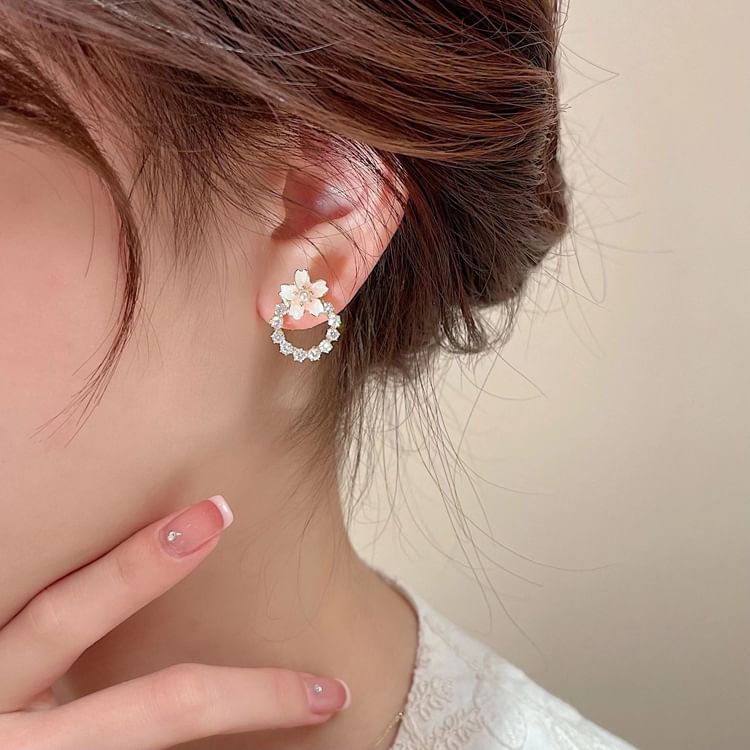 Flower Rhinestone Stud Earring