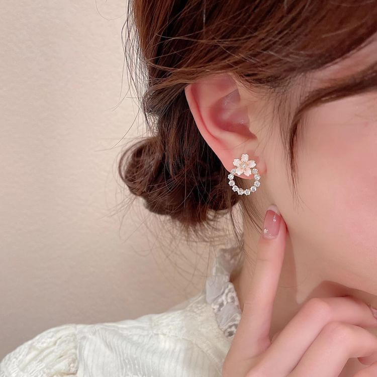 Flower Rhinestone Stud Earring