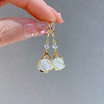 Boucles d'oreilles pendantes en strass et pierres précieuses artificielles