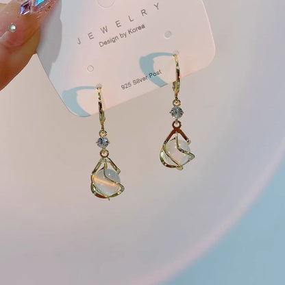 Boucles d'oreilles pendantes en strass et pierres précieuses artificielles