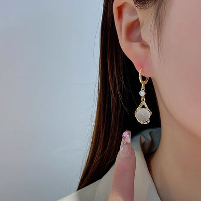 Boucles d'oreilles pendantes en strass et pierres précieuses artificielles