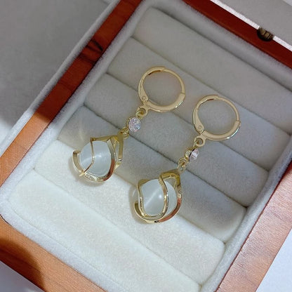 Boucles d'oreilles pendantes en strass et pierres précieuses artificielles