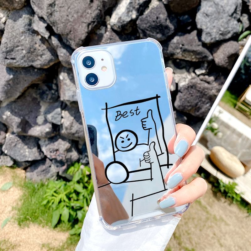 Cartoon Mirrored Phone Case - iPhone 15 Pro Max / 15 Pro / 15 Plus / 15 / 14 Pro Max / 14 Pro / 14 Plus / 14 / 13 Pro Max / 13 Pro / 13 / 13 mini / 12 Pro Max / 12 Pro / 12 / 12 mini / 11 Pro Max / 11 Pro / 11