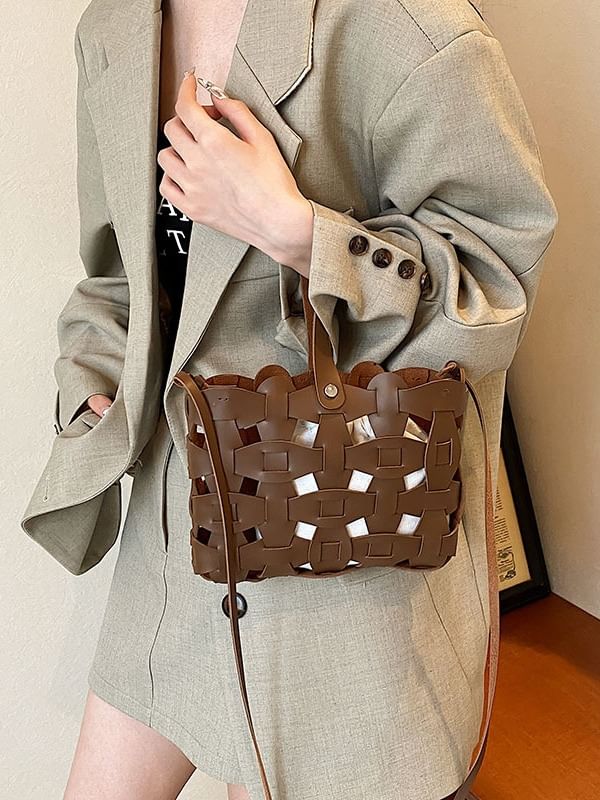 Cutout Faux Leather Crossbody Bag