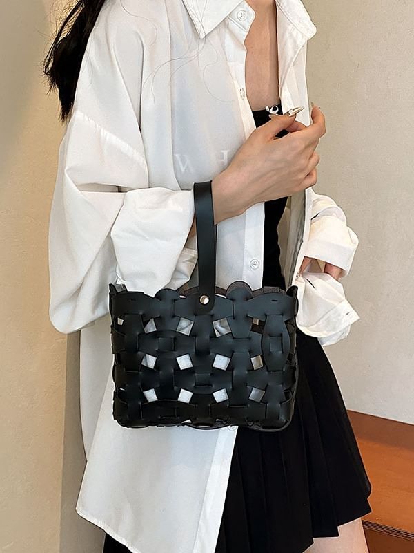 Cutout Faux Leather Crossbody Bag