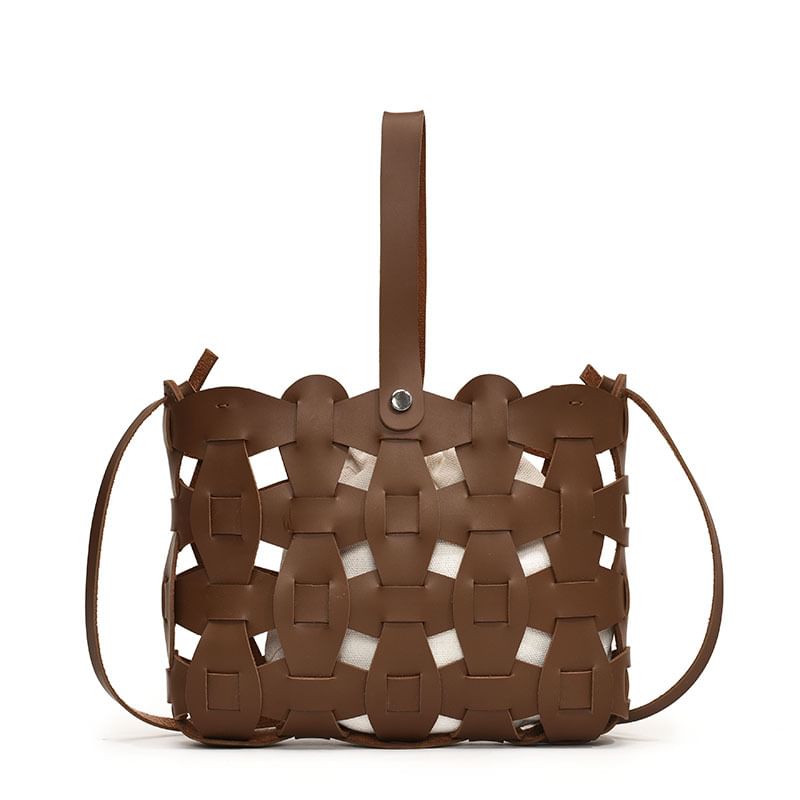 Cutout Faux Leather Crossbody Bag