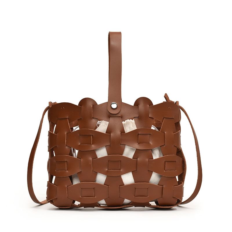 Cutout Faux Leather Crossbody Bag