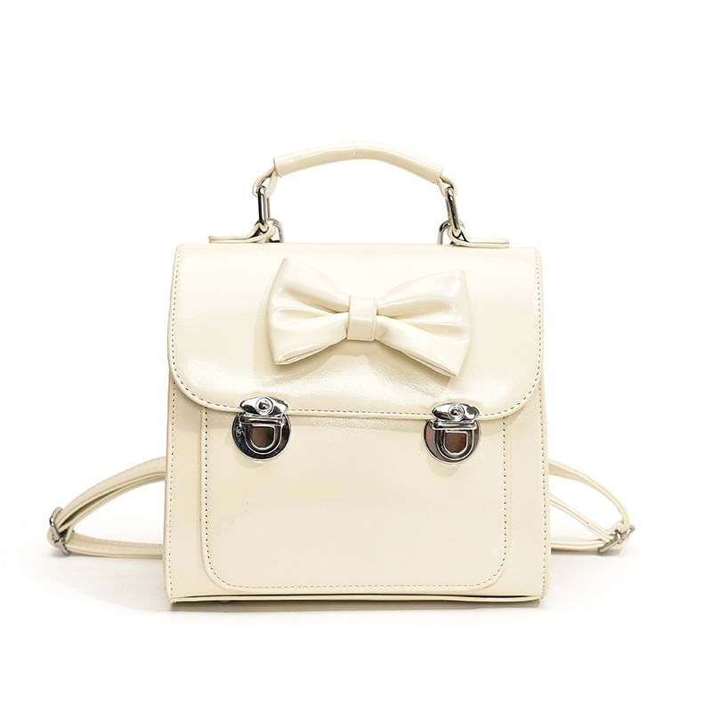 Bow Faux Leather Flap Backpack