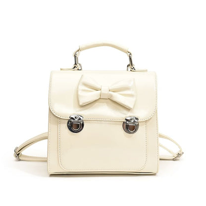 Bow Faux Leather Flap Backpack