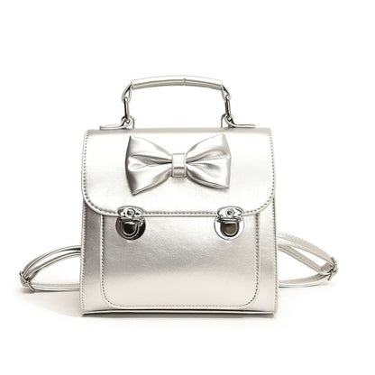 Bow Faux Leather Flap Backpack