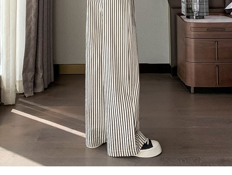 High Rise Striped Wide Leg Pants (Various Designs)