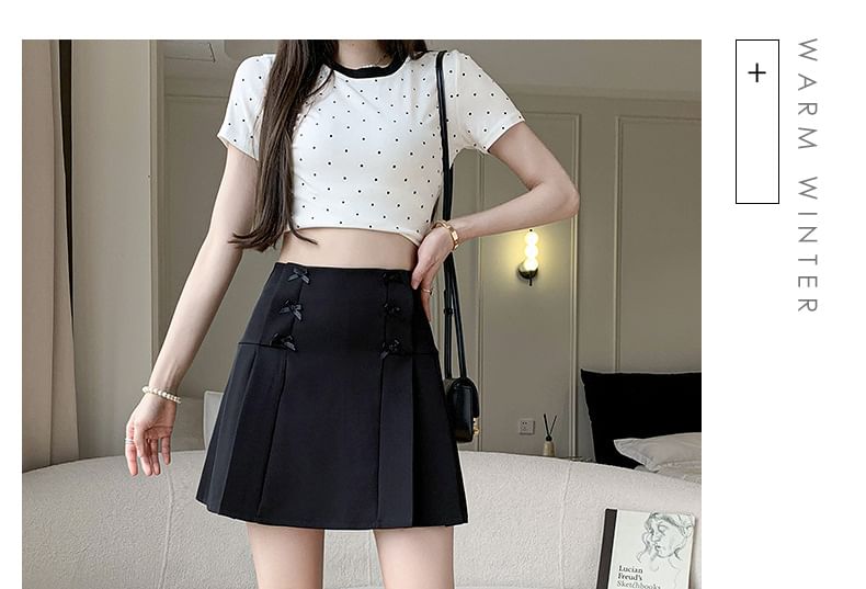 High Waist Plain Bow Mini A