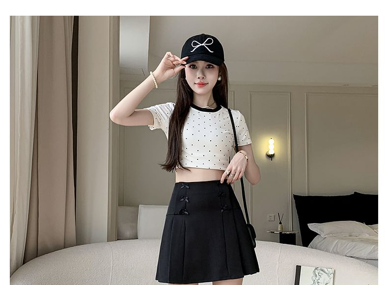 High Waist Plain Bow Mini A