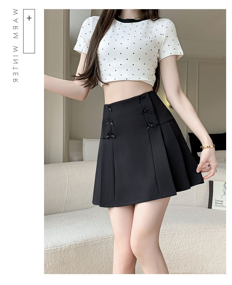 High Waist Plain Bow Mini A