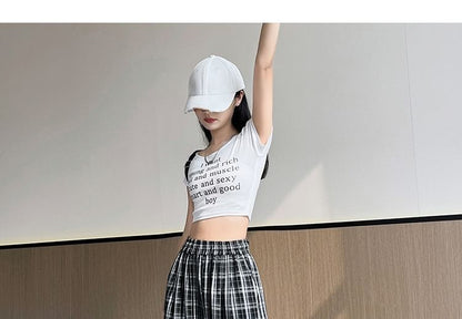 High Waist Plaid Wide Leg Pants (Various Designs)