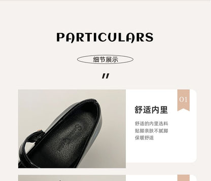 Chunky Heel Heart Buckle Mary Jane Shoes