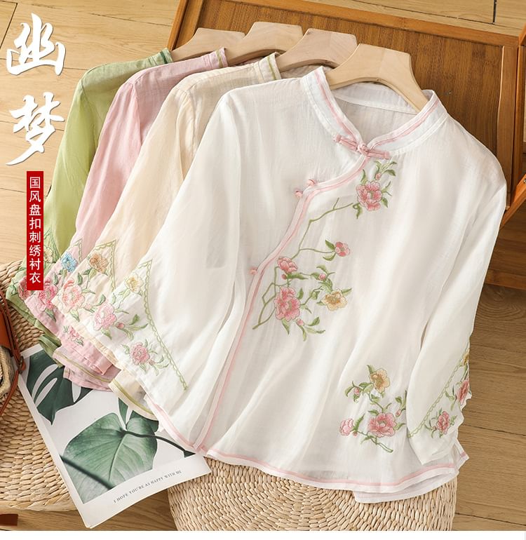 Flower Embroidered Blouse