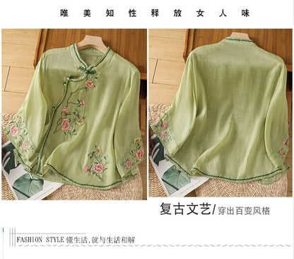 Flower Embroidered Blouse