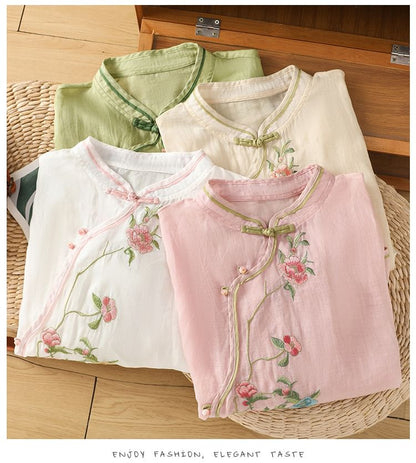 Flower Embroidered Blouse