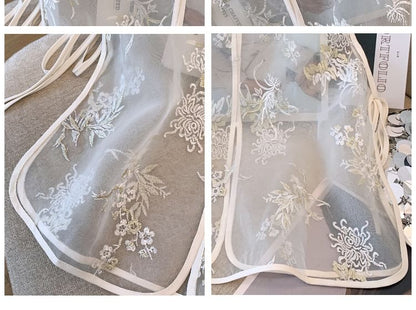 Flower Embroidered Sheer Vest