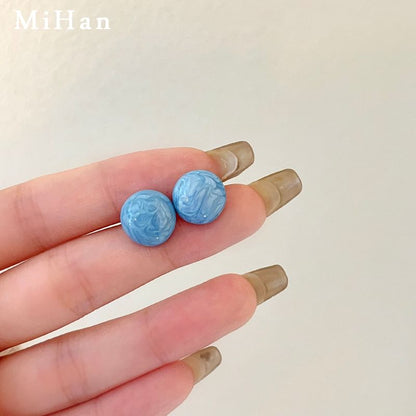 Glaze Bead Alloy Stud Earring