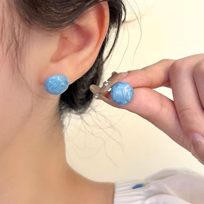 Glaze Bead Alloy Stud Earring