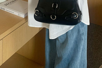 Flap Buckled Shoulder Bag