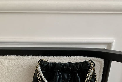 Quilted Faux Pearl Chain Crossbody Bag