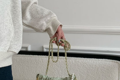 Quilted Faux Pearl Chain Crossbody Bag