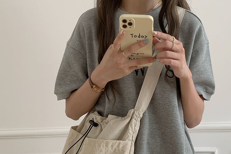 Plain Drawstring Nylon Tote Bag