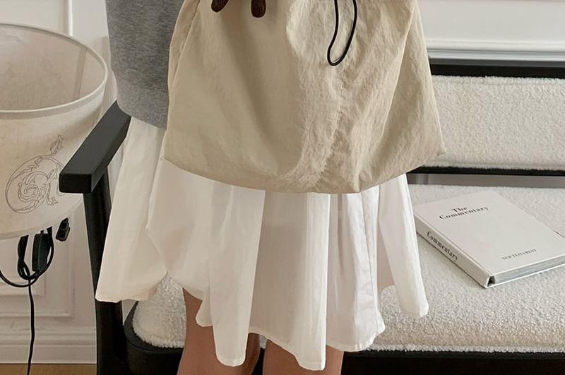 Plain Drawstring Nylon Tote Bag