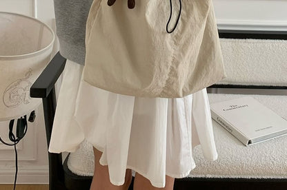 Plain Drawstring Nylon Tote Bag