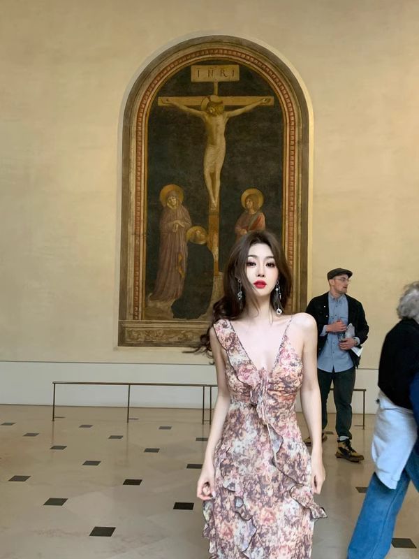 Sleeveless Floral Ruffle Maxi Sundress