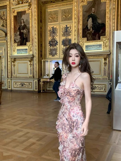 Sleeveless Floral Ruffle Maxi Sundress