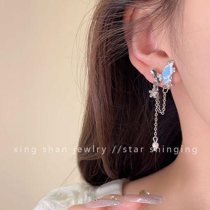 Butterfly Earring Rhinestone Clip-On / Dangle