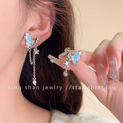 Butterfly Earring Rhinestone Clip-On / Dangle