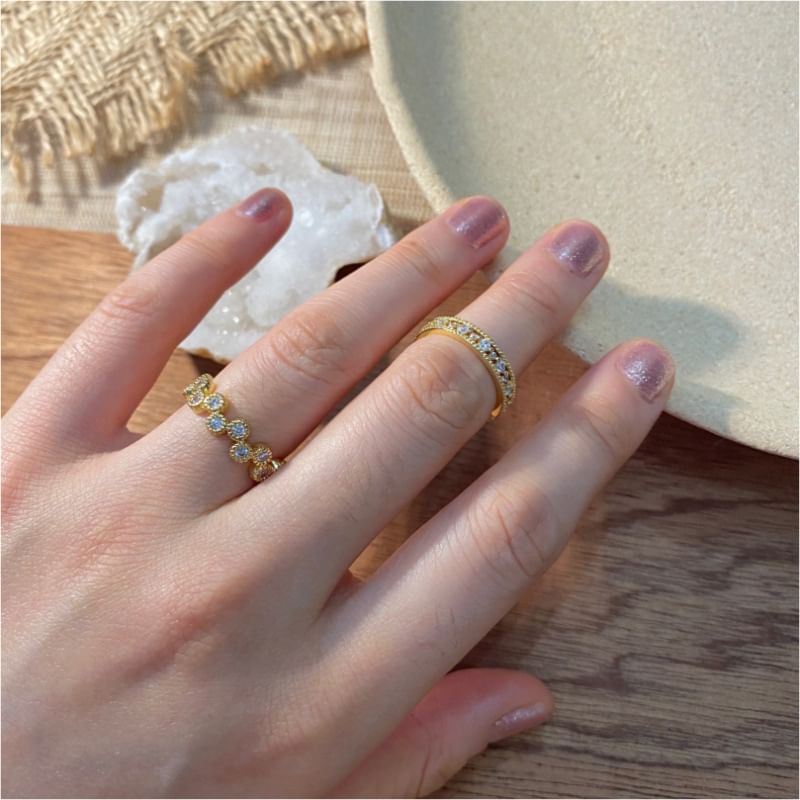 Rhinestone Alloy Open Ring (Various Designs)