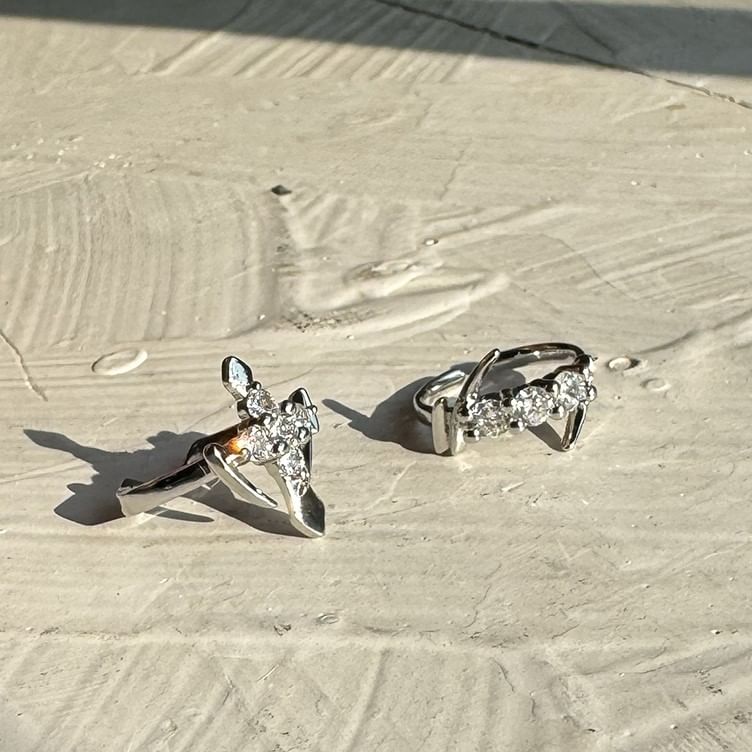 Rhinestone Alloy Open Ring (Various Designs) / Set