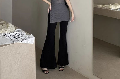 Sleeveless Crewneck Plain Top / Flared Pants