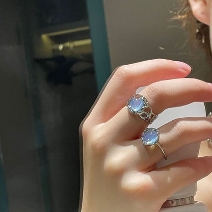 Offener Ring mit Kunstedelsteinen