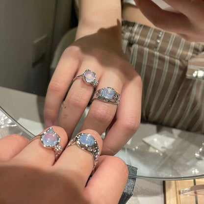 Offener Ring mit Kunstedelsteinen