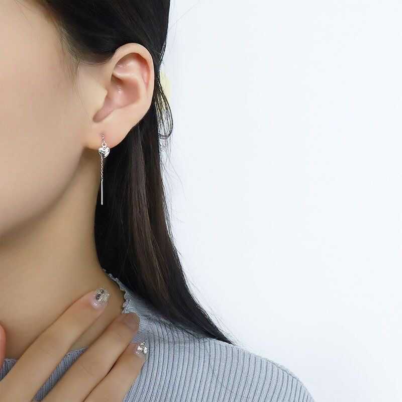 Heart Rhinestone Alloy Threader Earring