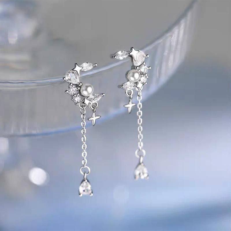 Moon & Star Alloy Dangle Earring