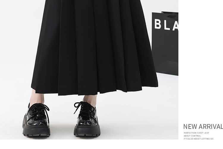 High Rise Flared Pleated Maxi Skirt