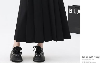 High Rise Flared Pleated Maxi Skirt