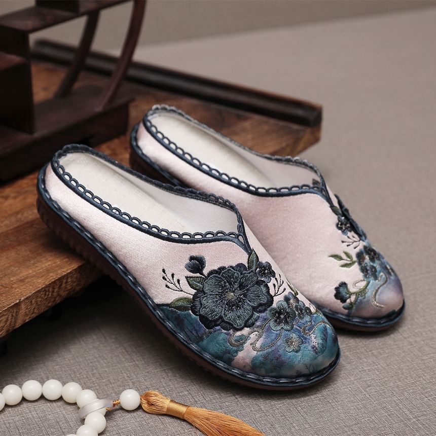 Embroidered Mules Textile