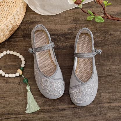 Plain Buttoned Frog Flats