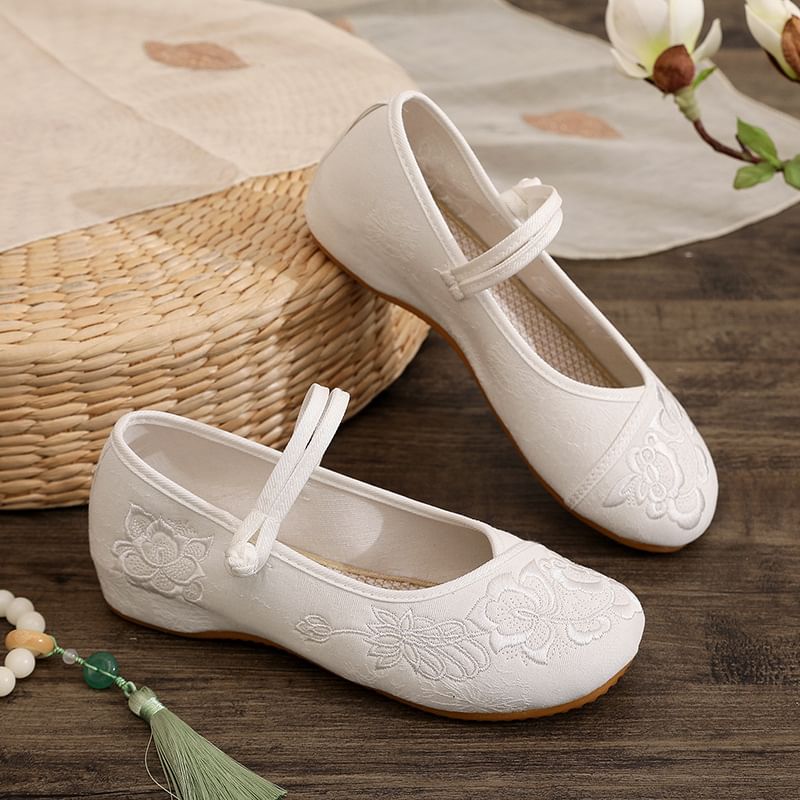 Plain Buttoned Frog Flats