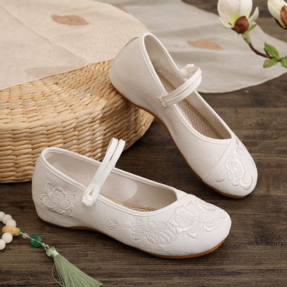 Plain Buttoned Frog Flats